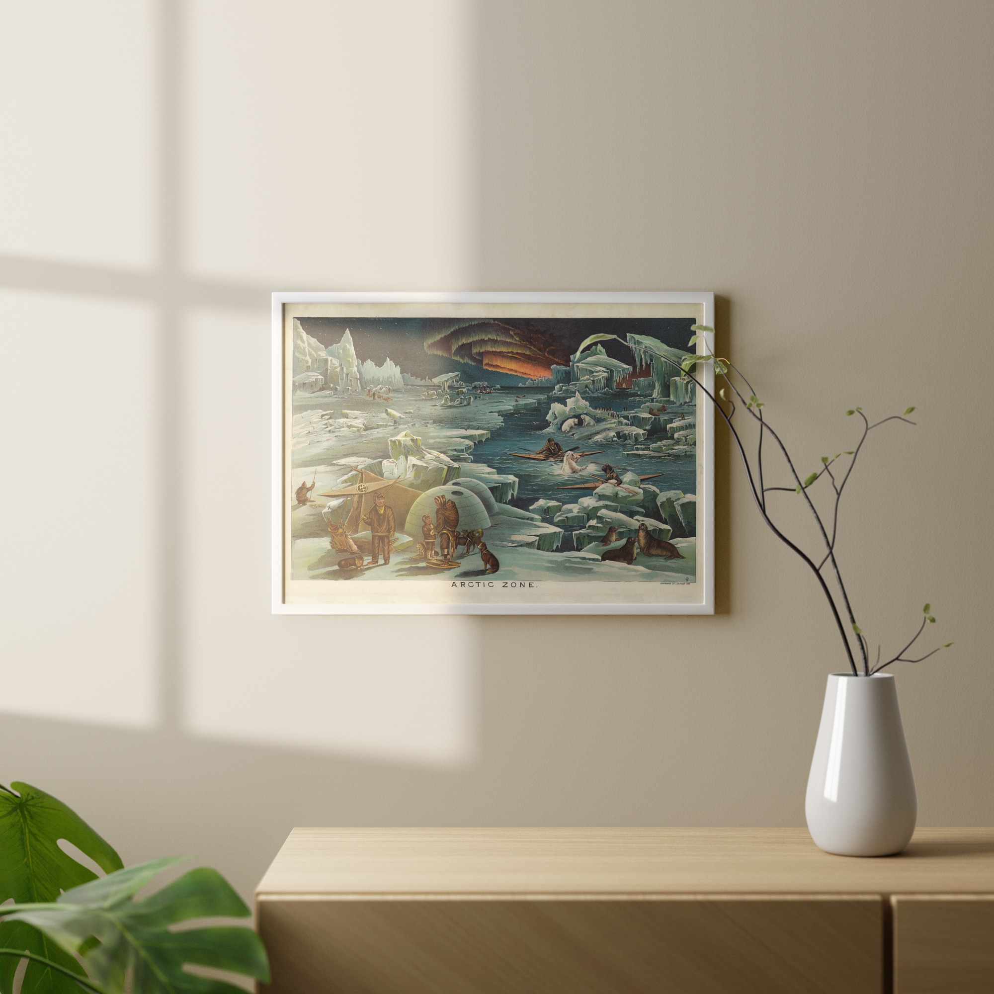 A framed print of the Arctic Zone