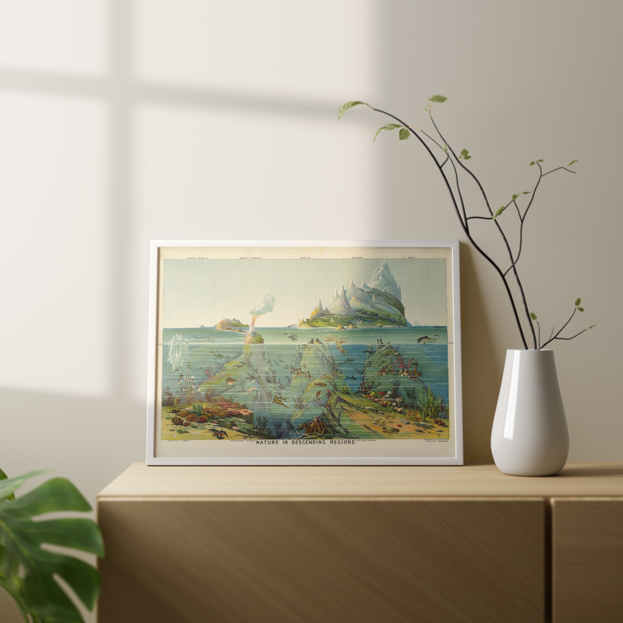 A framed print of Nature in Descending Regions